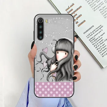 SantoroS cute Girl Telefoną atveju Xiaomi Redmi Pastaba 7 7A 8 8T 9 9A 9S K30 Pro Ultra black silikono ląstelių padengti tpu padengti tendencija