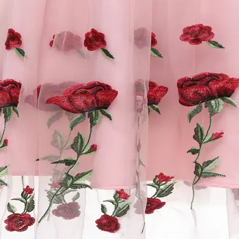 Seksuali Moteris Multi Layer Čiuožėjas Tinklelio Suknelė 2019 M. Pavasario Moterims, Elegantiška Ponia V Kaklo Gėlių Siuvinėjimo Tinklelio Suknelė, Vestuvės Dress