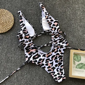 Seksualios Moterys, Ponios vientisas Leopardas Spausdinti maudymosi kostiumėlį Tvarstis Monokini maudymosi Kostiumėliai Paplūdimio Vasaros Bikini Maudymosi kostiumas