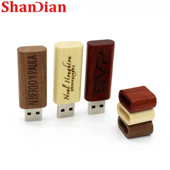 SHANDIAN Karšto Medinis USB atmintukas pen drives Klevo medienos+Pakavimo dėžutė pendrive 4 GB 16 GB 32 GB 