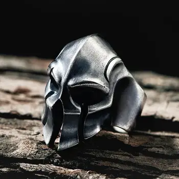 Sidabro Spartan šalmą be inlay perdėti valdinga retro vyrų atidarymo reguliuojamas žiedas