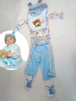 Silikono lėlės reborn berniukams, kūdikių žaislai, lėlės priedai mėlynos spalvos drabužius berniukas lėlės, žaislai 50 - 55cm pigūs drabužiai kinija vasara žiema