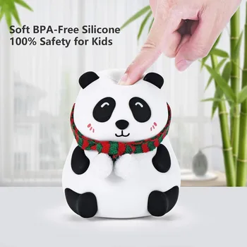 Silikono Naktį Šviesos diodų (LED) Palieskite Jutiklio Panda Lempų, Skirtų Kūdikiams, Vaikams, Vaikų Darželio 7 Spalvų USB Įkrovimo Šalia Miegamojo Puošimas