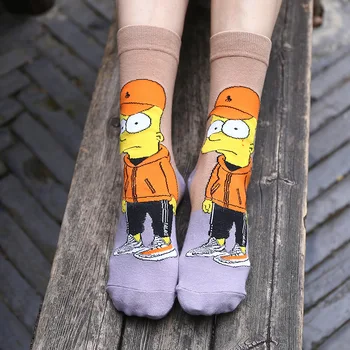 Simpsonai Kojinės Vyrams Mielas Animacinių Filmų Naujovė Juokingas Kojines Hip-Hop Streetwear Skate Sokken Dropshiping Didmeninės