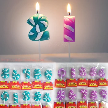 Skaitmeninis žvakė violetinė ežero mėlyna animacinių filmų pakuotėje tortas gimtadienio medvilnės saldainiai tvist