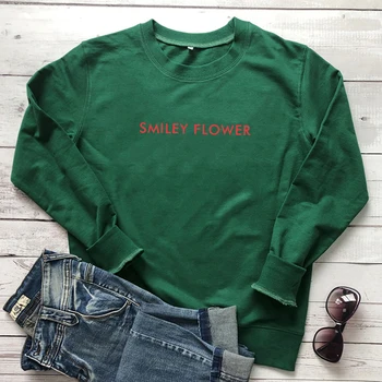 Smiley gėlių palaidinukė cyberstar Interneto įžymybė pavogti jos glaustas stilius pačiame Laiške visą rankovėmis megztinis Femme viršūnes hoodie