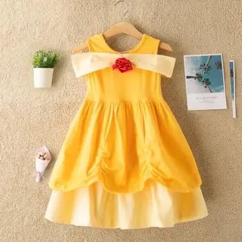 Sprogimo modeliai geltona mergaitės moterų vaikų dėvėti vasarą vest kovoti spalva princesė suknelė
