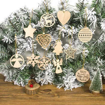 Sprogstamųjų Kalėdų papuošalų, Medinių tuščiaviduriai Kalėdų snaigės pakabukas Kalėdų medžio apdaila pakuotėje