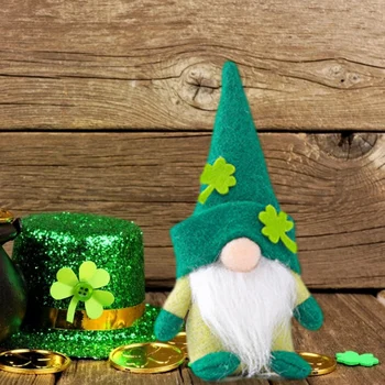 St. Patrick ' s Day Žalias Lapas Festivalis ilgakojis Languotas Audinys Lėlės Airijos Dieną Miško Vyras Muppet Apdailos Reikmenys
