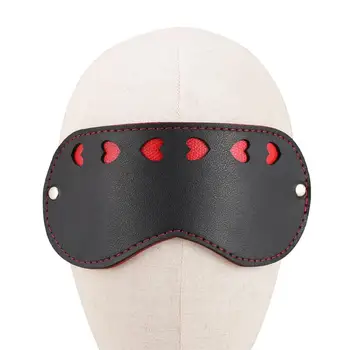 Suaugusiųjų Žaidimai Kaukės BDSM Bondage Sekso Žaislai Black PU Oda Raudona Širdis Akių Kaukė apsauga nuo saulės Sleep užrištomis akimis Sekso Cosplay Papuošalai