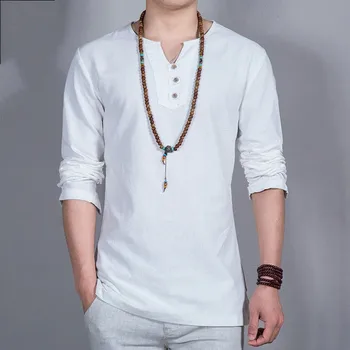 Top Lino vyrai, big v-kaklo marškinėliai Kinų stiliaus riebalų vaikinas plius dydžio vyriški Atsitiktinis ilgomis rankovėmis didelis T-shirt 7XL 8XL 10xl krūtinė 162 cm
