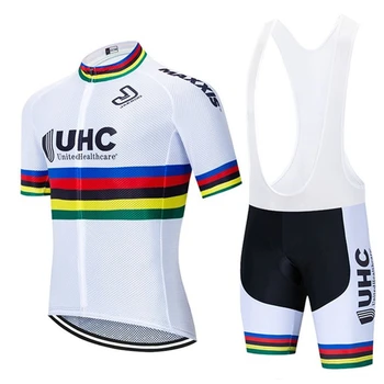 UHC 2020 m. vasarą pro komandos Vyrų dviračių drabužių ropa conjunto masculino ciclismo dviračių džersis sportiniai šortai, kombinezonai su antkrūtiniais mtb bekleidung