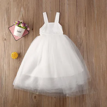 UK Mergina 1T-6T Bridesmaid Suknelę Kūdikių Gėlių Vaikas Šalies Lankas Nėrinių Vestuvių Suknelės Princesė