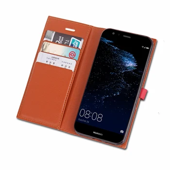 Ultra Plonas, Atsparus Smūgiams Odinis Magnetas Stovi Piniginės Kredito Kortelės Turėtojas Flip Case Cover For Huawei P10 Plonas Korpusas