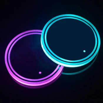 Universalus LED Automobilio Puodelio Laikiklį, RGB Šviesos Kilimėlis Trinkelėmis Gerti Miestelyje Vidaus Apdaila