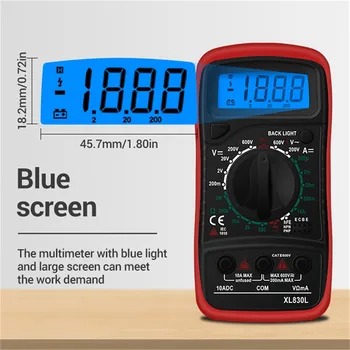 Urijk 1Pcs XL830L Skaitmeninis Multimetras Backlight LCD Ekranas AC/DC Mini Nešiojamieji Ammeter Voltmeter Nešiojamą Ohm Testeris, Matuoklis