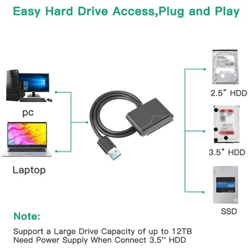 USB į SATA Adapteris USB 3.0 prie Kietųjų Diskų Keitiklio Kabelį Suderinama 2.5 3.5 Colių Kietasis Diskas Diskas SSD HDD JAV Plug
