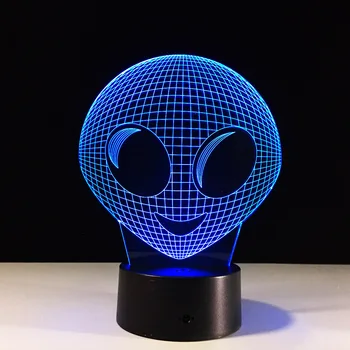 Užsieniečių 3D Naujovė Naktį Šviesa 7 Spalvų Keitimas USB LED 3D Lempos Akrilo Kūrybinės Vizijos Stereo Stalas Stalo Lempa Vaikams, Dovana, Žaislai
