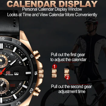 VA VA VOOM Žiūrėti Vyrų Prabanga Aukso Karinės Sporto laikrodžiai Vandeniui Mens Watch Kalendorius relogio masculino reloj hombre Laikrodis