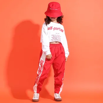 Vaikams Laisvalaikio Kelnės Apkarpytos Palaidinukė Marškinėliai Hip-Hop Drabužių, Drabužių Džiazo Šokio Kostiumas Mergaitėms Pramoginiai Šokiai Streetwear