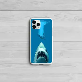 Vandenyno Banginių, Ryklių ir žuvų Telefono dėklas Candy Spalva Balta iPhone 11 pro XS MAX 8 7 6 6S Plus X 5S SE 2020 XR