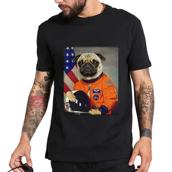Vasaros 2019 Naujas vyrų Astronautas pug spaceX spausdinti medvilnės marškinėliai Femme trumpomis rankovėmis Plius dydis marškinėliai vyrų mados atsitiktinis t shirts