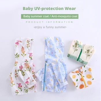 Vasaros Kūdikių Drabužiai Guaze Kūdikių UV Apsauga Dėvėti Paltai Anti Uodai Gobtuvu Baby Girl Drabužiai, Naujas Gimęs Kūdikis Berniukas Romper Jumpsuit