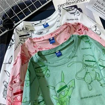 Vasarą Moterys T-shirt High Street Prarasti Didelio Dydžio Marškinėlius trumpomis Rankovėmis Tee Marškinėliai Mados Kūrybos Animacinių filmų Spausdinti Harajuku Viršūnės