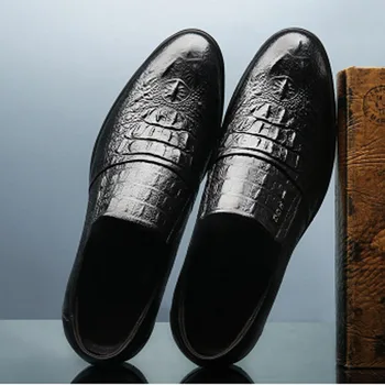 Verslo odos bateliai vyrai 2019 nauji vyriški odiniai vyriški batai galvos odos sluoksnis oficialų batai atsitiktinis krokodilo odos batai