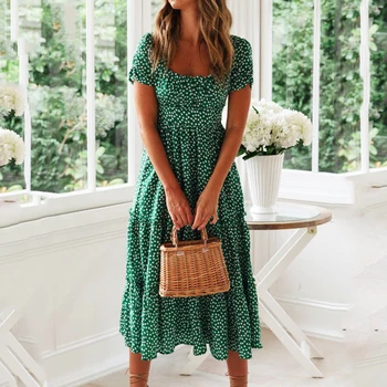 Vestidos Saldžiųjų Suknelės Maxi Ilga Suknelė Spausdinti Vintage Vintage Aikštėje Apykaklės Gėlių Atsitiktinis Sluoksniuotos Rankovėmis Vasaros Paplūdimio 2021