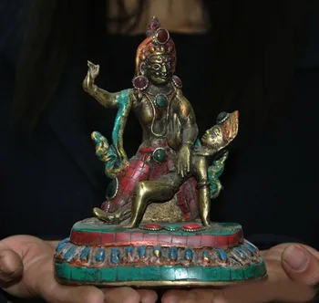 Vestuvių dekoravimas Tibeto Budizmo bronzos apdaila turkis Raudonas Koralų perlas Buda Hevajra YabYum Statula