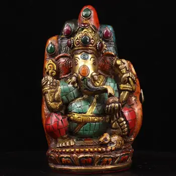 Vestuvių dekoravimas Tibeto surinkimo gryno vario vertus-įterptųjų perlas turkis bergamočių dramblys Nosies Fortuna Statula