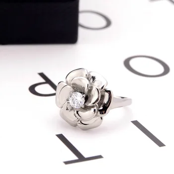 Vestuvių žiedas, skirtas moterų nerūdijančio plieno mados pora žiedas dovanos moteriai, Priedai didmeninė Gėlės cirkonis žiedai, papuošalai