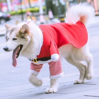 Vidutinių ir didelių šunų kačių Kalėdų Senelio drabužius naminių reikmenys Rudens ir žiemos vilnos juokingas dviejų turkiškas auksaspalvis retriveris šuo kostiumas