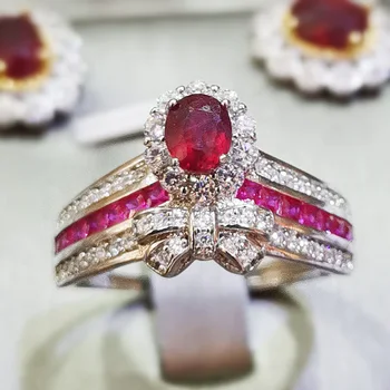 Vienam papuošalai Natūralaus safyro arba ruby luxury karūna žiedas Nemokamas pristatymas 0.5 ct brangakmenio 925 sterlingas sidabro Fine jewelry R912241J