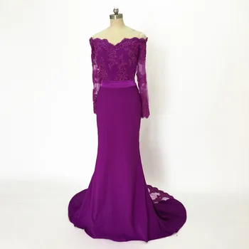 Violetinę Satino Undinė Bridesmaid Dresses 2020 nuo Peties Iliuzija Duobute Nėrinių Appliques moterų Vestuvės Suknelės
