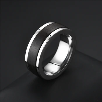 Vyrai Vintage Silver-Krašto Vestuvių Žiedas 304 nerūdijančio plieno, Vestuvių Juosta Sukasi Išskleidimo Sužadėtuvių Žiedas Priedai 1pc
