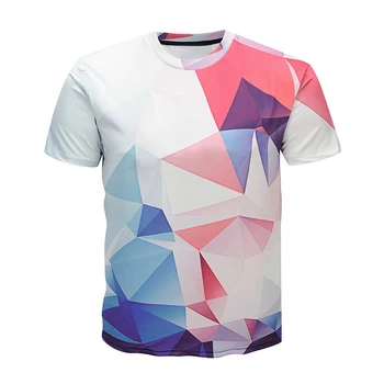 Vyriški Laisvalaikio marškinėliai Geometrinis 3D Projektavimo Tee Viršūnes Prekės Vyrų Kostiumas Juoda/Pilka/Balta Marškinėlius Hip-Hop Plius Dydis Tee Marškinėliai Vasarą