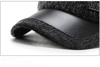 Vyrų Beisbolo kepuraitę Žiemos Skrybėlę 2020 Flat Top Cap Audinės Kailio Kamšalu Skrybėlę, Ausų Apsaugos Jojimo Šiltas Lauko Šiltą Kepurę Moterų Skrybėlę
