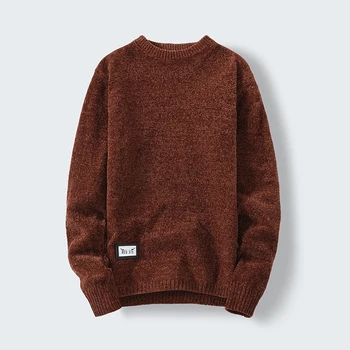 Vyrų megztinis rudenį ir žiemą nauja tendencija prarasti ilgomis rankovėmis, žemiausią marškinėliai įgulos kaklo megztinis plius aksomo, storas megztinis