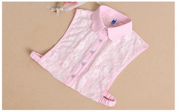 Vėliau nėrinių rožinė mėlyna nuimamas apykaklės Pavasario vasaros klasikinis false apykaklę puošia false apykaklės visos collier Lacy atvartas marškinėliai