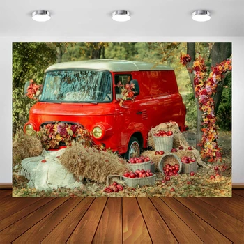 Yeele Kalėdų Raudonas Automobilis Krepšelį Vaisių Lauko Fotografijai Backdrops Asmeninį Fotografijos Fonas Fotostudija