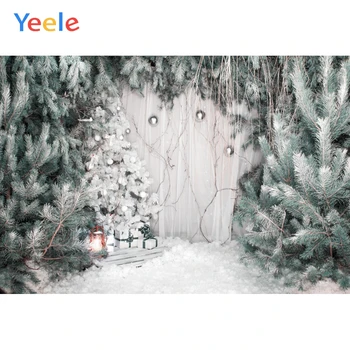 Yeele Linksmų Kalėdų Balta Mediena, Medžio Žibintų Dovana Fone Photophone Fotografija, Foto Studija Apdaila Individualų Dydį