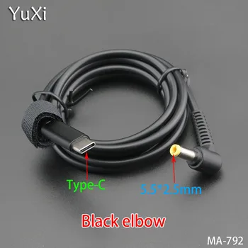 YuXi USB Tipo C Vyrų DC 5.5*2.5 mm PD Maitinimo Laidą Įkrovimo Kabelio Jungtis Keitiklio Kabelį, Laidą Nešiojamas Adapteris Juoda/Balta