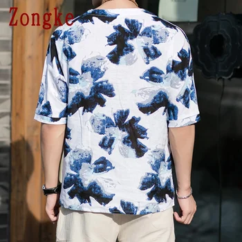 Zongke Pusė Rankovės Vintage Marškinėliai Vyrams Drabužius Harajuku Derliaus Tshirts Vyrų Marškinėliai Vyrams Japonijos Streetwear 5XL 2021