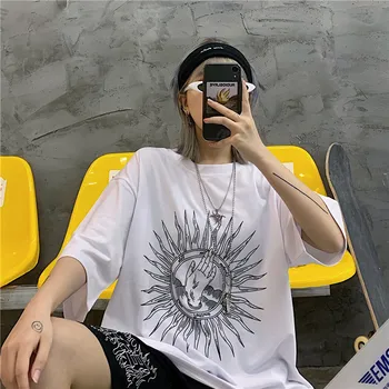 Zuolunouba Vasaros 2020 Naujų korėjos Versija Ins Harajuku Tees Viršūnes Asmeninį Spausdinimo Prarasti Laukinių Pusė rankovėmis moterims T-shirt