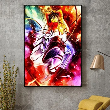 Šiaurės Abstrakčiai Mikasa Sienos Meno Tapybos Drobės Anime Plakatus Plakato Spauda Sienos Nuotrauka Kambarį Namo Apdaila Meno Rėmelį