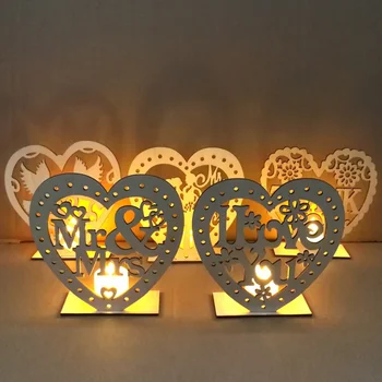 Širdies Taikos Balandis Su LED Žibintai, Medinių Vestuvių Reikmenys, Namų Dekoravimo, Amatų Dekoratyvinis kortelės