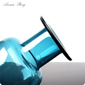 Šiuolaikinio Namų Dekoro Paprasta Eurapean Stiklo Vazos Mėlyna/Ruda/Juoda Stiklo Vaza Gėlėms Nendrių ar Aromaterapinis Difuzorius
