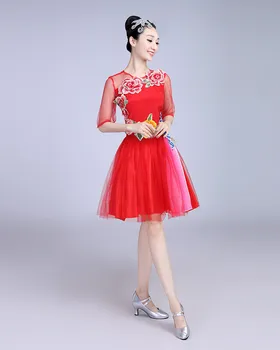 Šiuolaikinių šokių drabužius, kad tiktų nauja suknelė suaugusiųjų moterų choras atidarymas šokio kostiumai aikštėje šokių sijonai